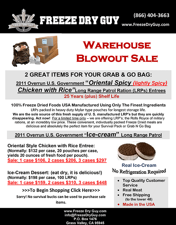 Freeze Dry Guy Warehouse Blowout Sale 2013 Warehouse Blowout Final Freeze Dry Guy Warehouse Blowout Sale
