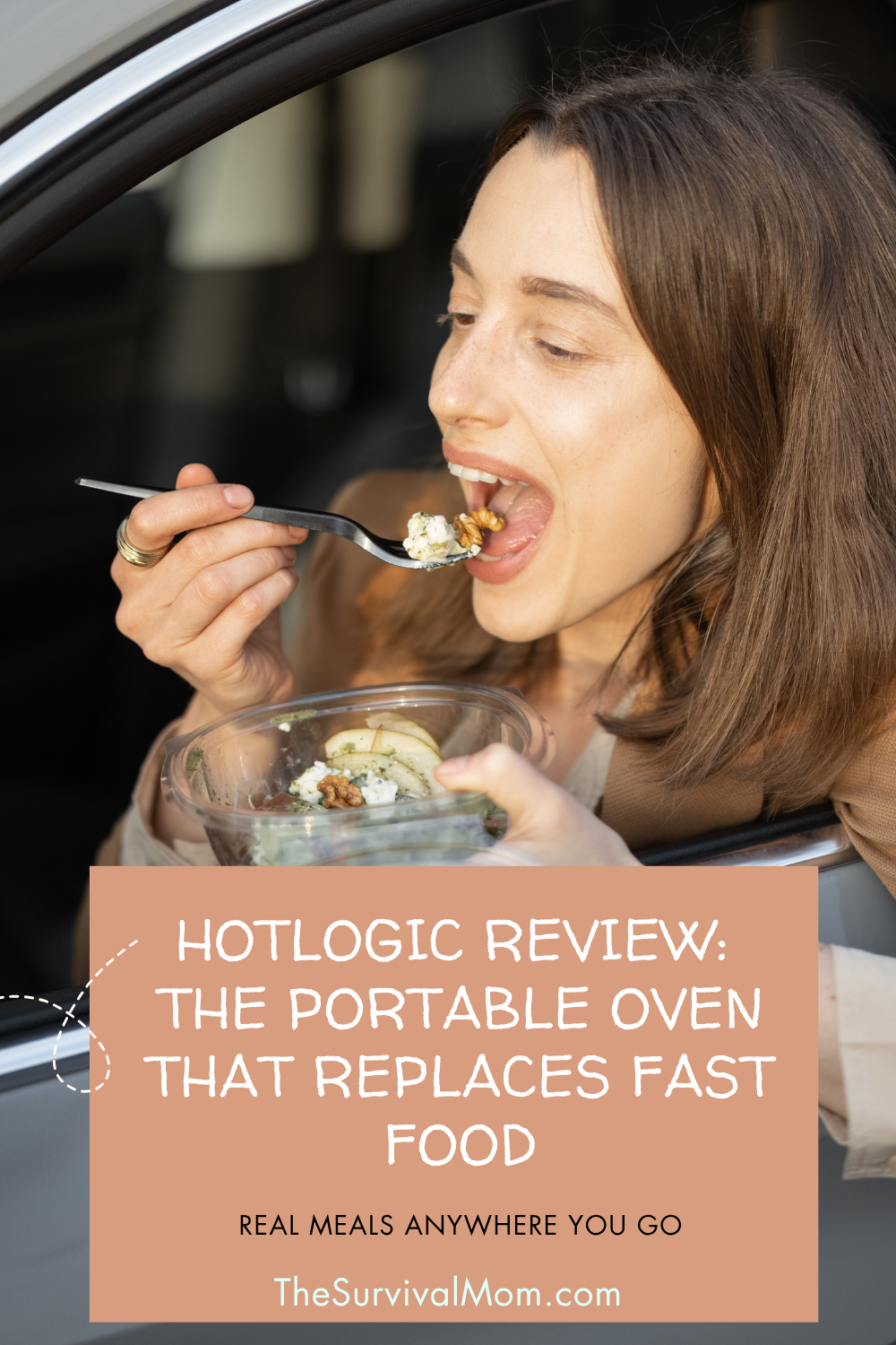image: woman eating in her car