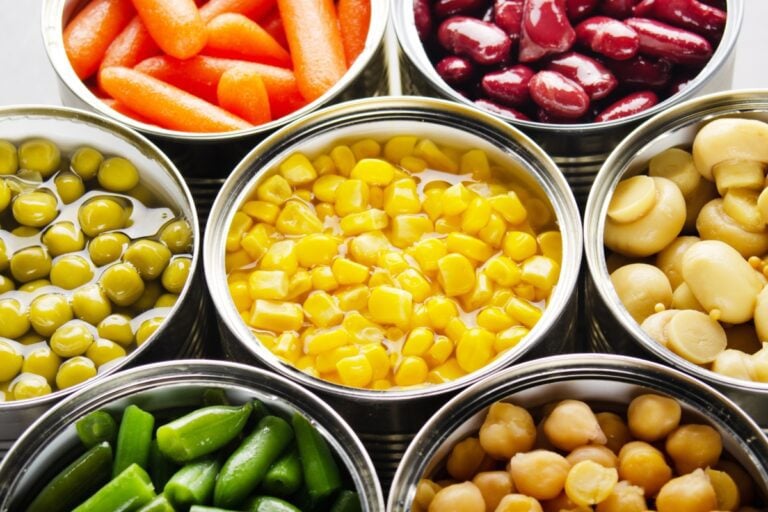 canned goods with lids off