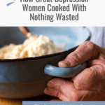 hands of older woman stirring food in a bowl